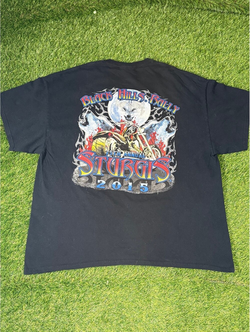 Vintage Wolf Sturgis Heavy Cotton T-Shirt Black 2015 100% Cotton Mens 2XL